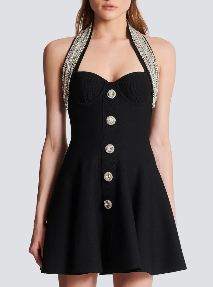 Balmain Dresses Women Knit Backless Dress Black