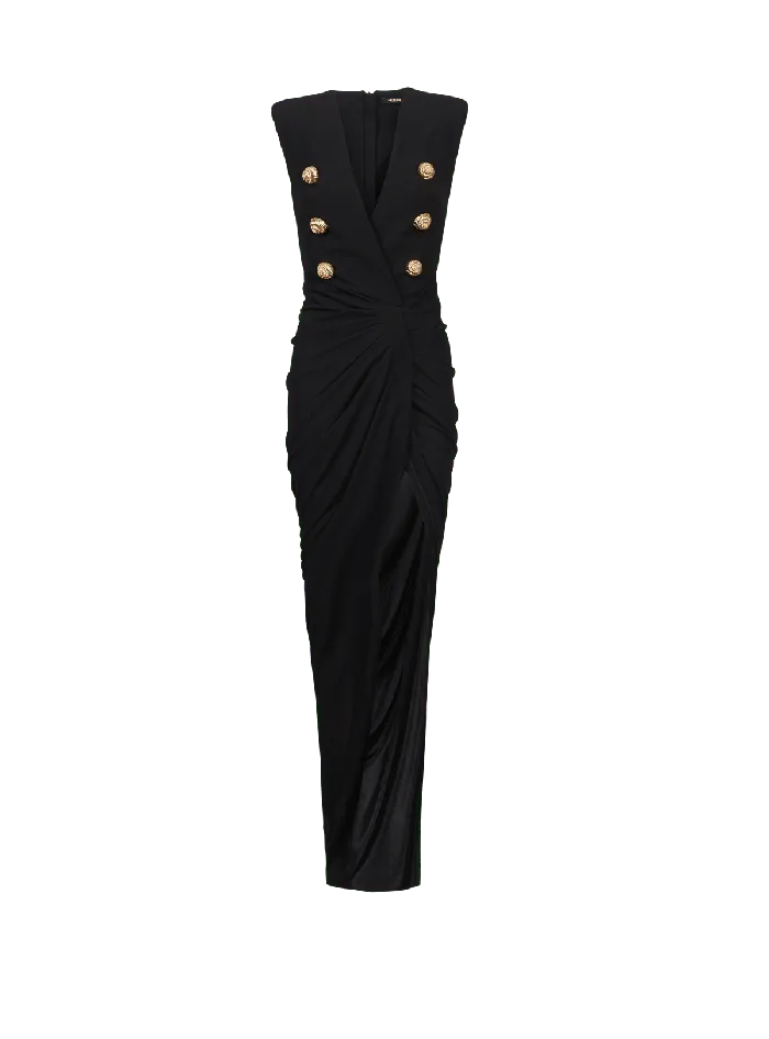 Balmain Dresses Women Long Tailored Crepe Dress Black