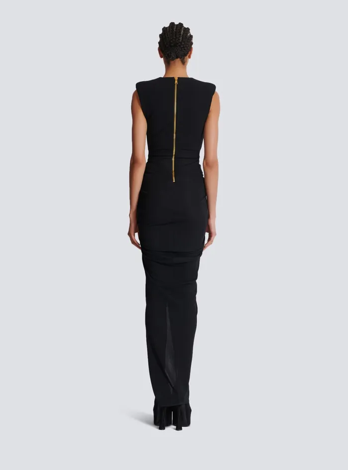 Balmain Dresses Women Long Tailored Crepe Dress Black