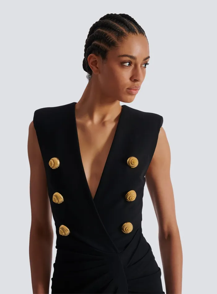 Balmain Dresses Women Long Tailored Crepe Dress Black