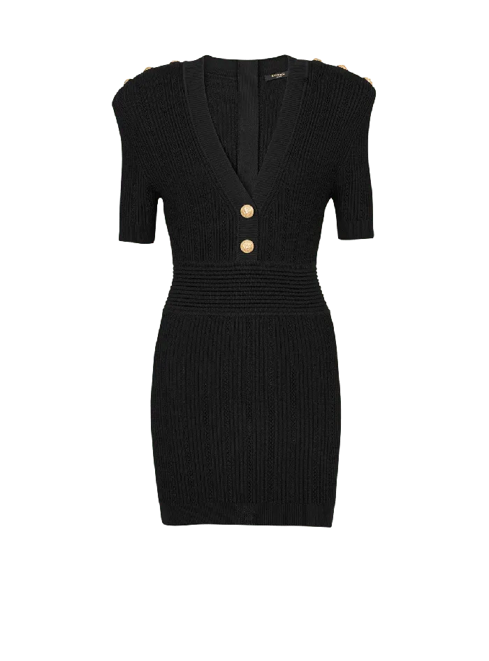 Balmain Dresses Women Short Ecodesigned Knit Dress Black