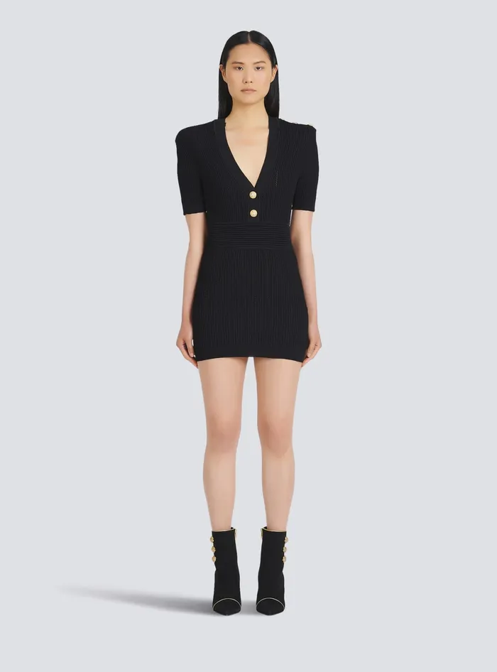 Balmain Dresses Women Short Ecodesigned Knit Dress Black