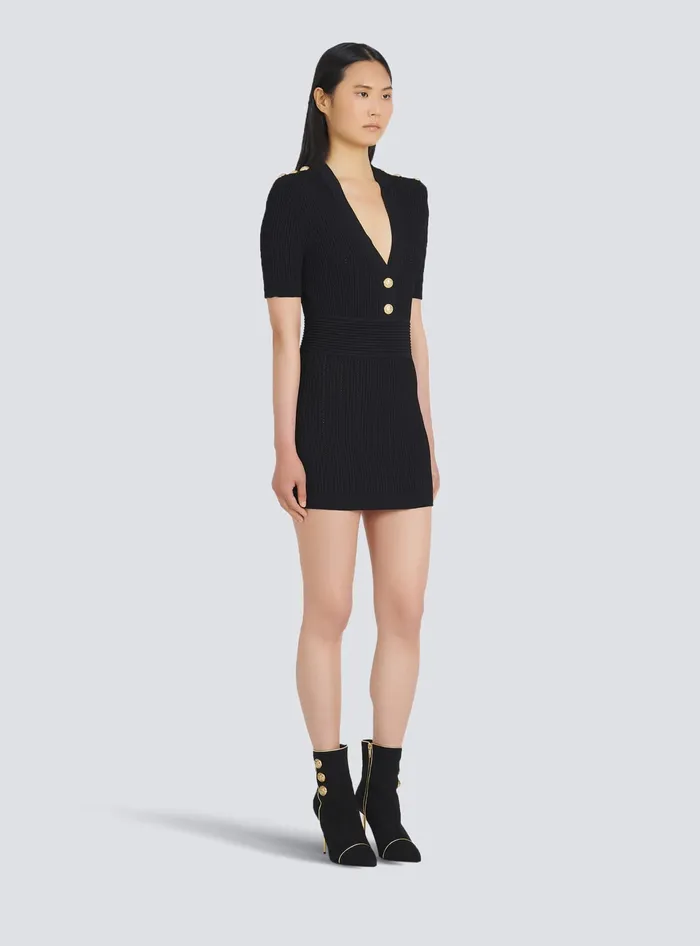 Balmain Dresses Women Short Ecodesigned Knit Dress Black