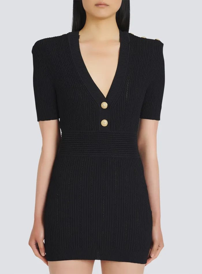 Balmain Dresses Women Short Ecodesigned Knit Dress Black