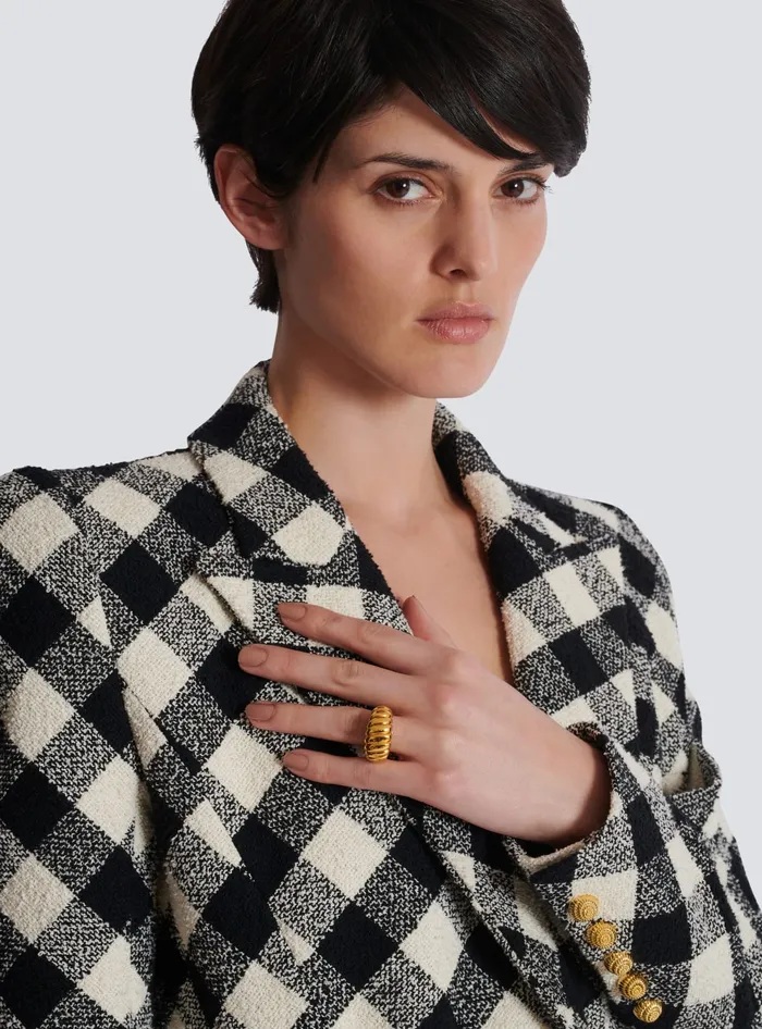 Balmain Fashion Jewelry Women Snail Ring In Brass And Crystals Gold