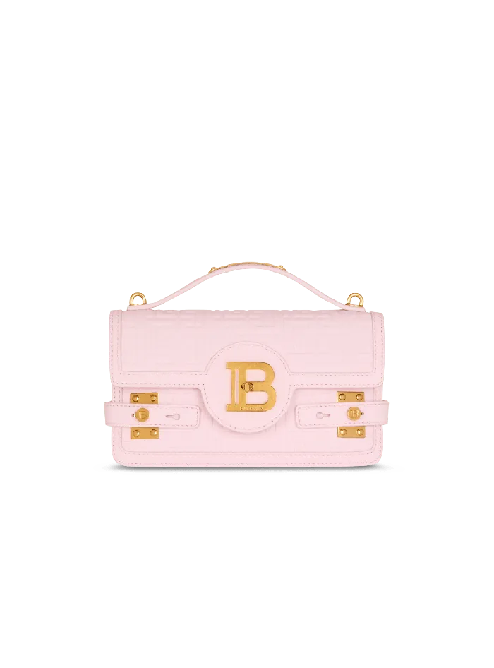 Balmain Handbags Women BBuzz 24 Grained Monogram Leather Shoulder Bag Pink
