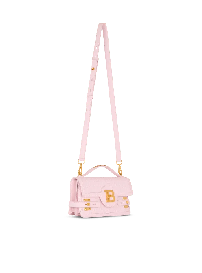 Balmain Handbags Women BBuzz 24 Grained Monogram Leather Shoulder Bag Pink