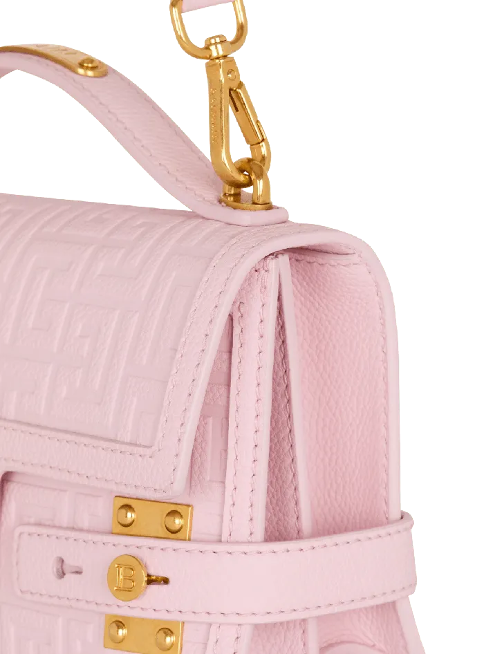 Balmain Handbags Women BBuzz 24 Grained Monogram Leather Shoulder Bag Pink