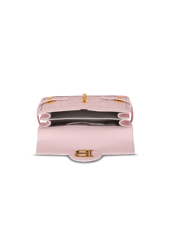 Balmain Handbags Women BBuzz 24 Grained Monogram Leather Shoulder Bag Pink