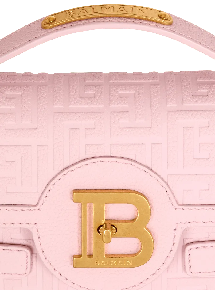 Balmain Handbags Women BBuzz 24 Grained Monogram Leather Shoulder Bag Pink