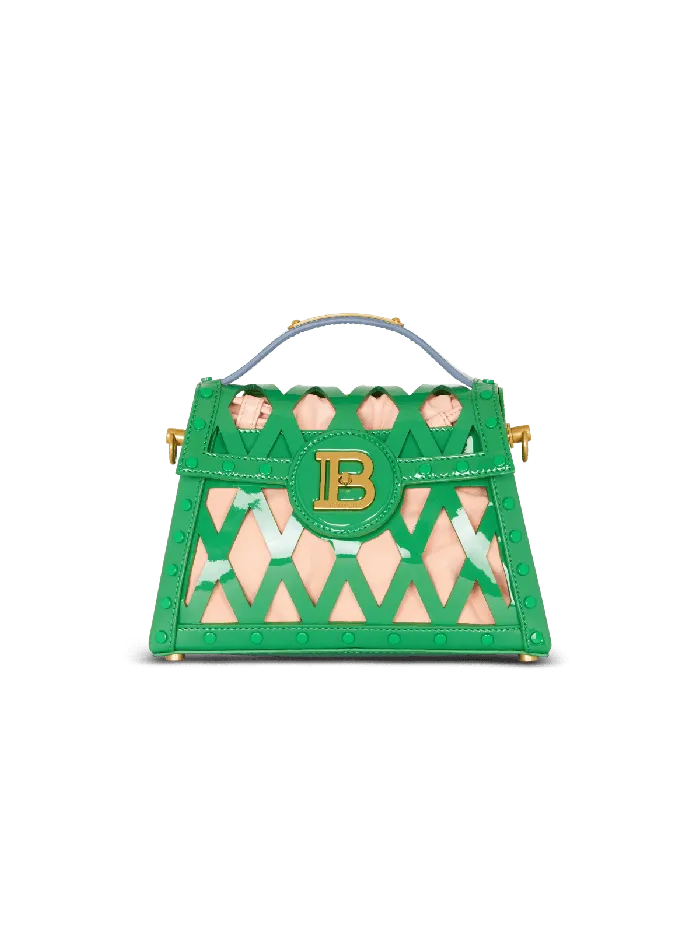 Balmain Handbags Women BBuzz Dynasty Bag In Diamond Patent Leather Green