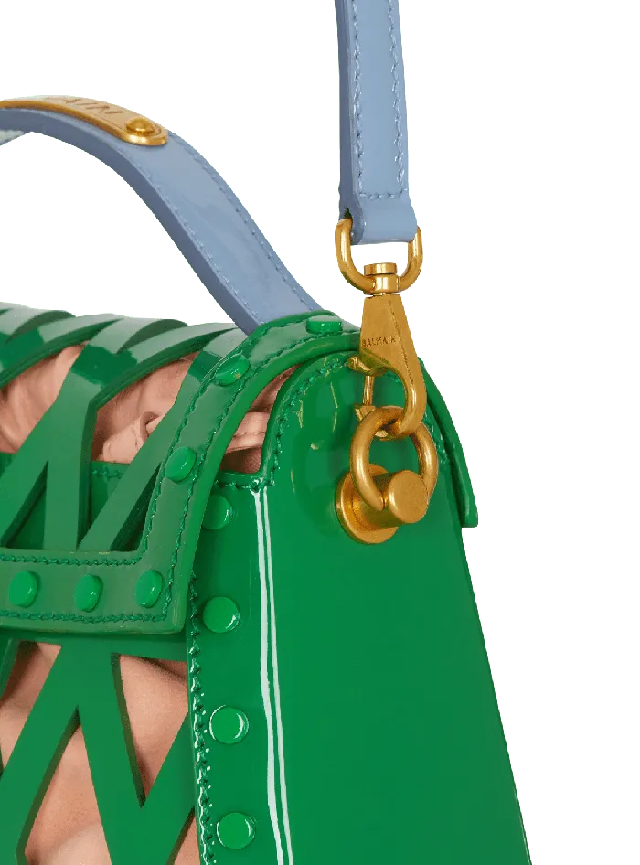 Balmain Handbags Women BBuzz Dynasty Bag In Diamond Patent Leather Green