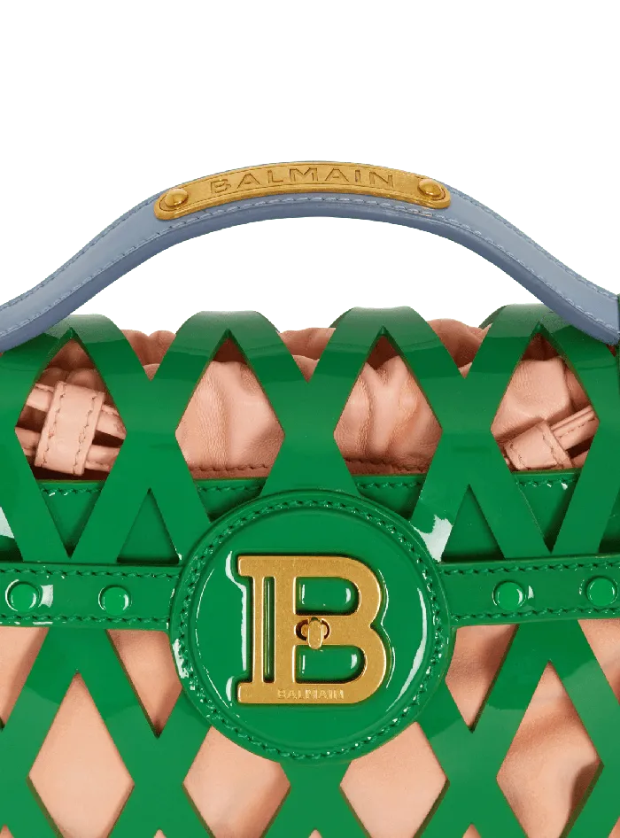 Balmain Handbags Women BBuzz Dynasty Bag In Diamond Patent Leather Green