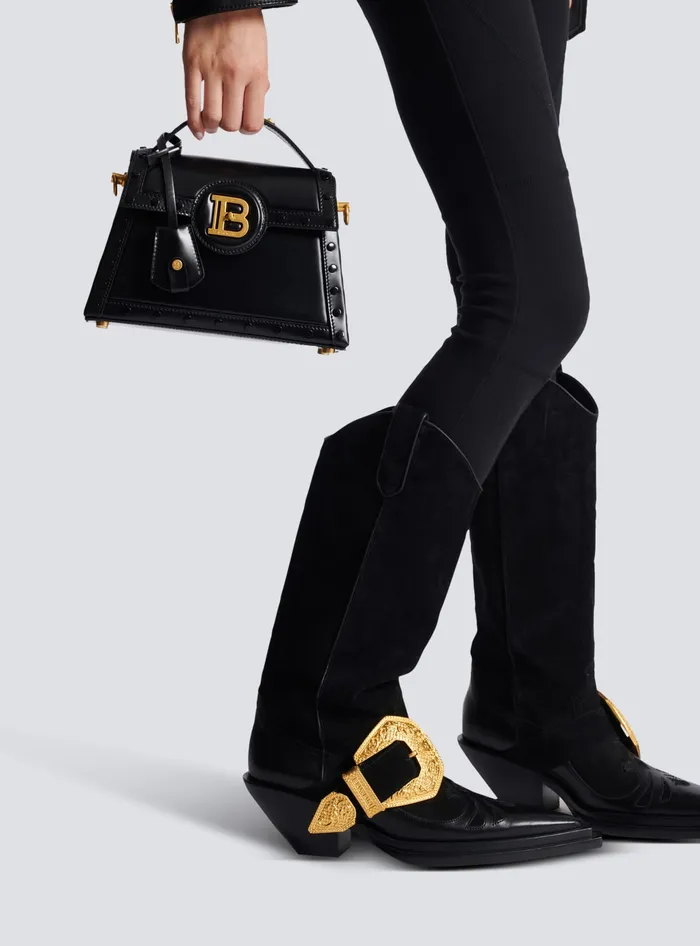 Balmain Handbags Women BBuzz Dynasty Bag In Glazed Leather Black