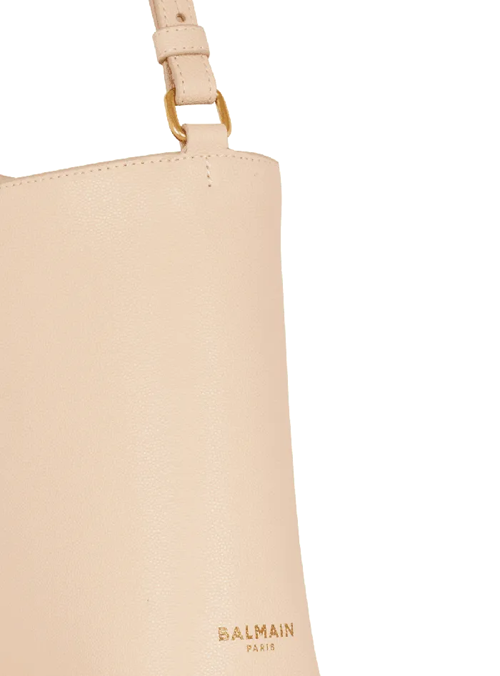 Balmain Handbags Women Emblegraveme Handbag In Grained Leather Beige