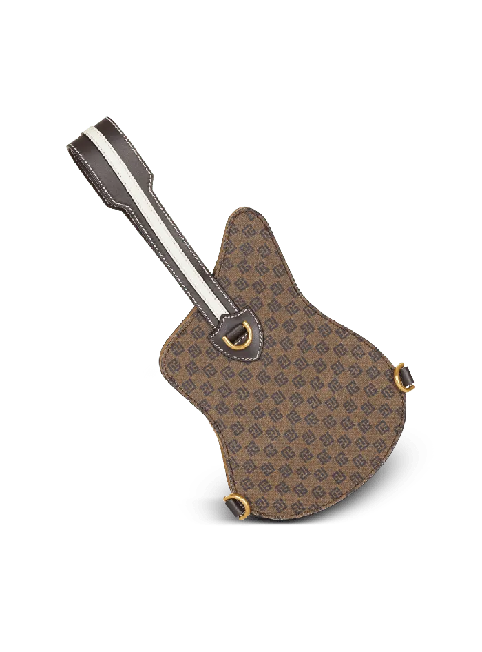 Balmain Handbags Women Guitar Bag Clutch With Leather And Monogram Detailing Brown