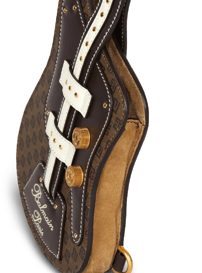 Balmain Handbags Women Guitar Bag Clutch With Leather And Monogram Detailing Brown