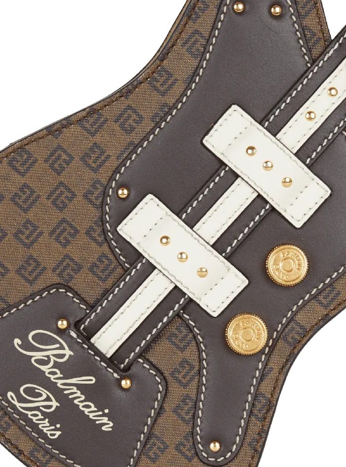 Balmain Handbags Women Guitar Bag Clutch With Leather And Monogram Detailing Brown