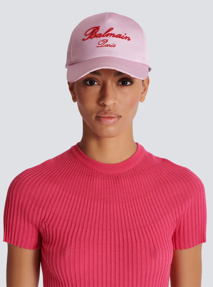 Balmain Hats And Caps Women Signature Embroidered Cap Pink