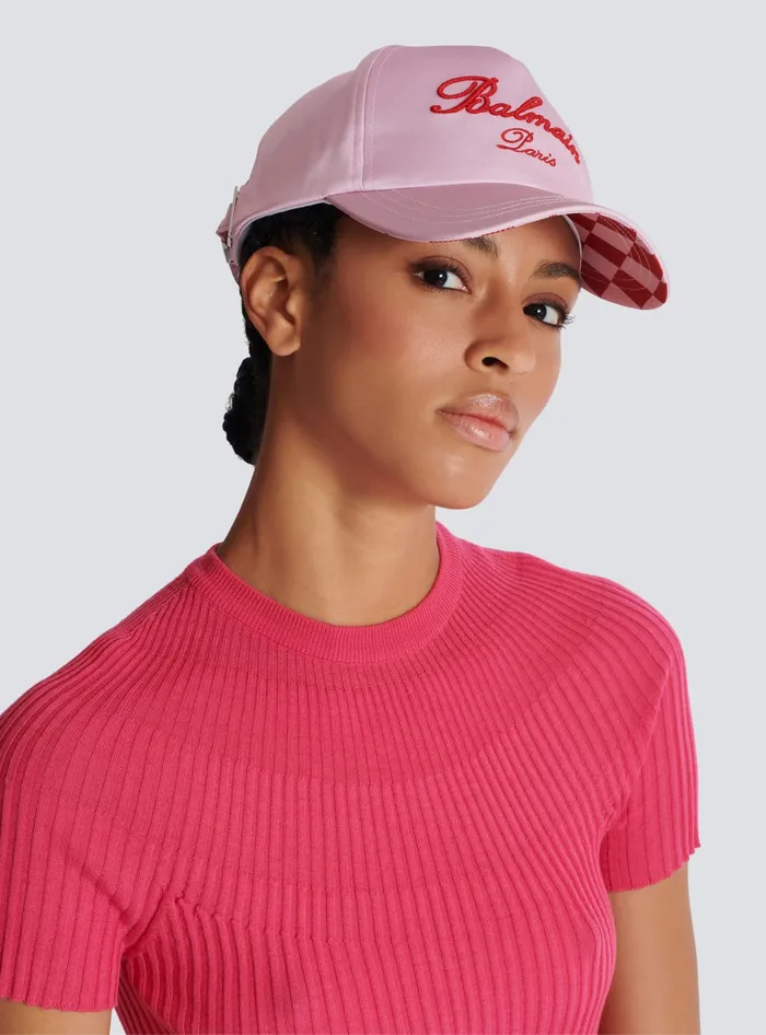 Balmain Hats And Caps Women Signature Embroidered Cap Pink
