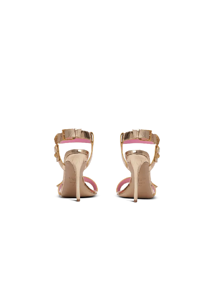 Balmain High Heels and Pumps Women Heeled Eva Sandals In Mirrored Leather Gold