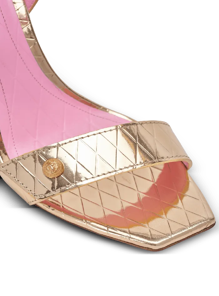 Balmain High Heels and Pumps Women Heeled Eva Sandals In Mirrored Leather Gold