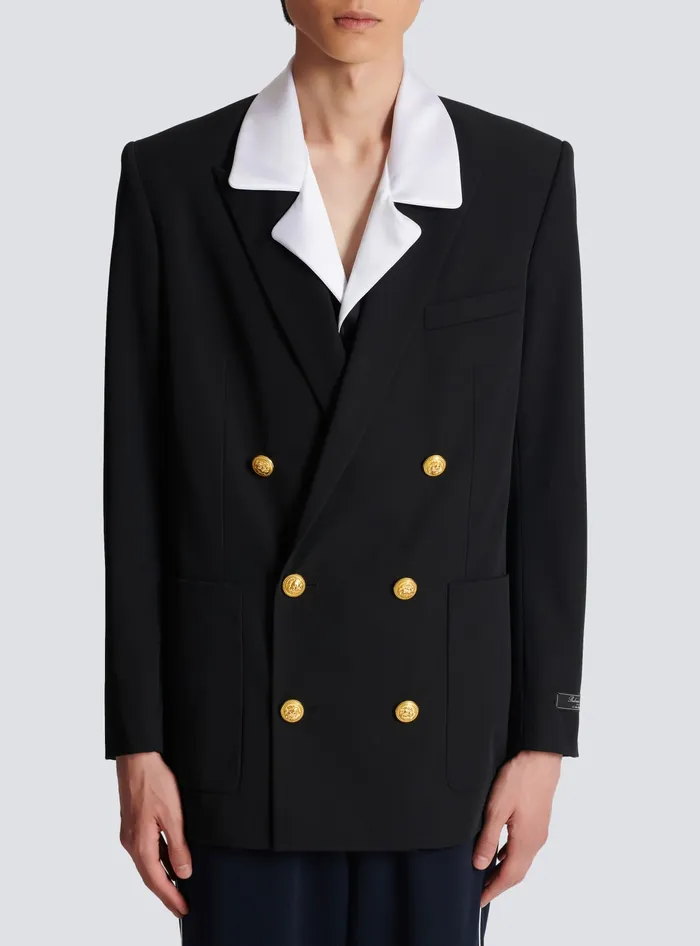 Balmain Jackets And Blazers Men Technical Wool Blazer Black
