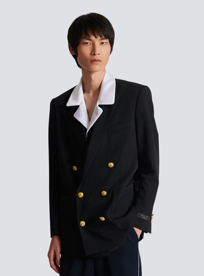 Balmain Jackets And Blazers Men Technical Wool Blazer Black
