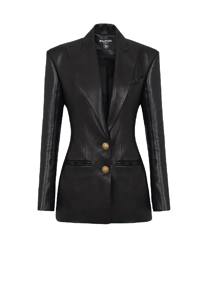 Balmain Jackets And Blazers Women 2button Leather Jacket Black