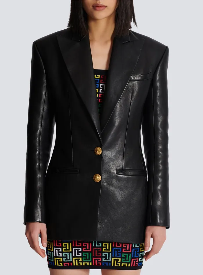 Balmain Jackets And Blazers Women 2button Leather Jacket Black