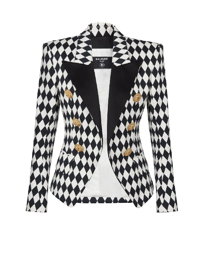 Balmain Jackets And Blazers Women 6button Diamond Crepe Jacket Black