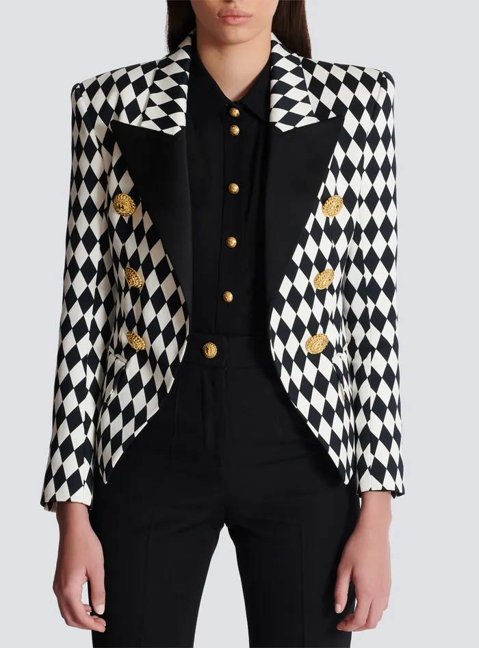 Balmain Jackets And Blazers Women 6button Diamond Crepe Jacket Black