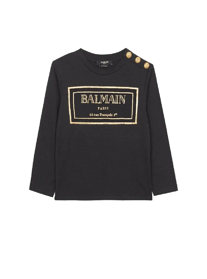 Balmain Kids Paris Tshirt Black