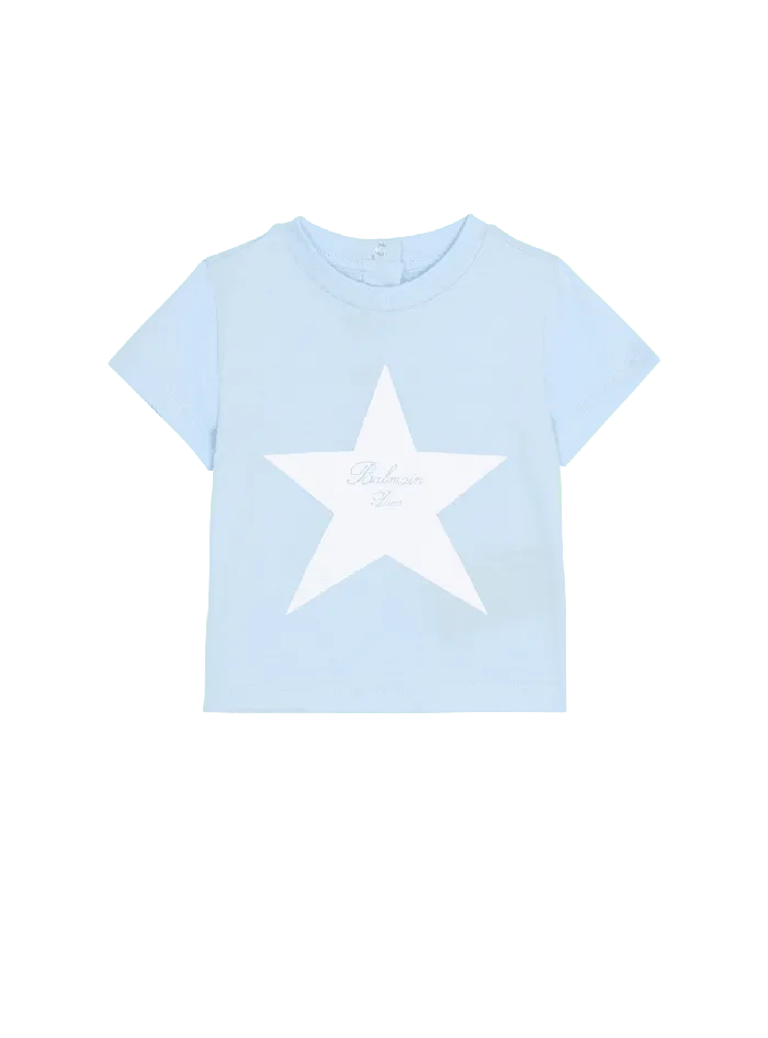 Balmain Kids Signature Star Tshirt Blue