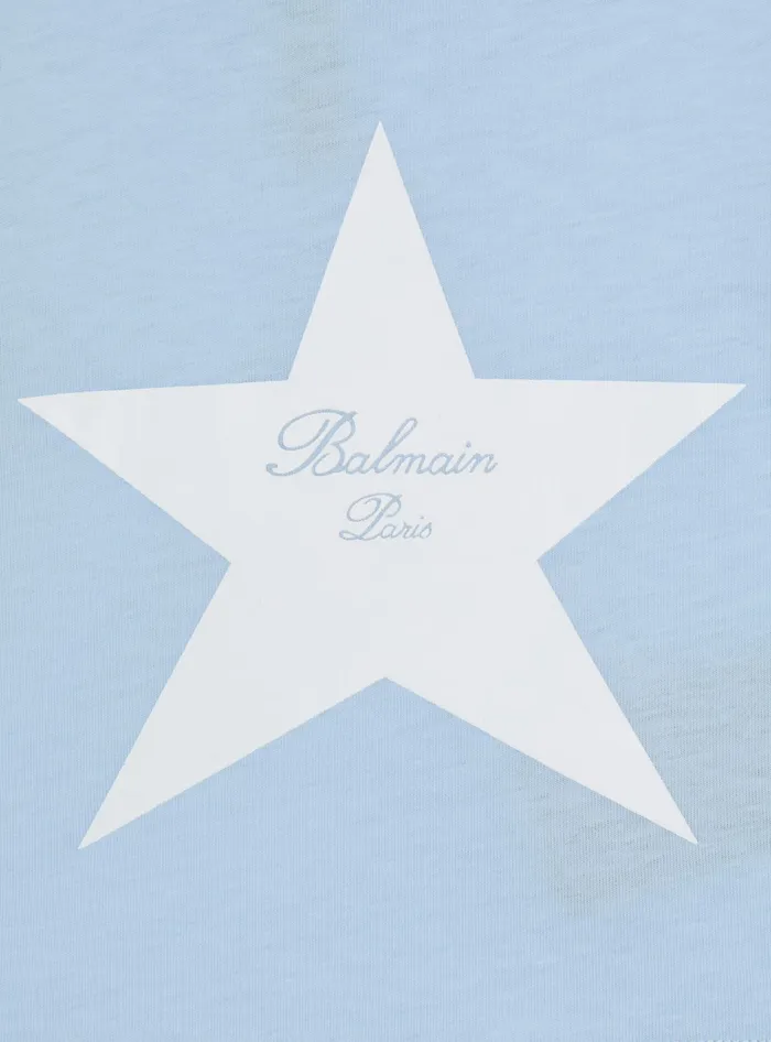 Balmain Kids Signature Star Tshirt Blue