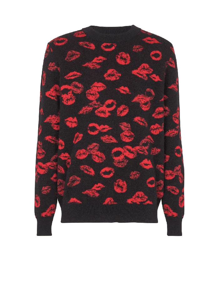 Balmain Knitwear Men Mohair Kiss Jumper Black