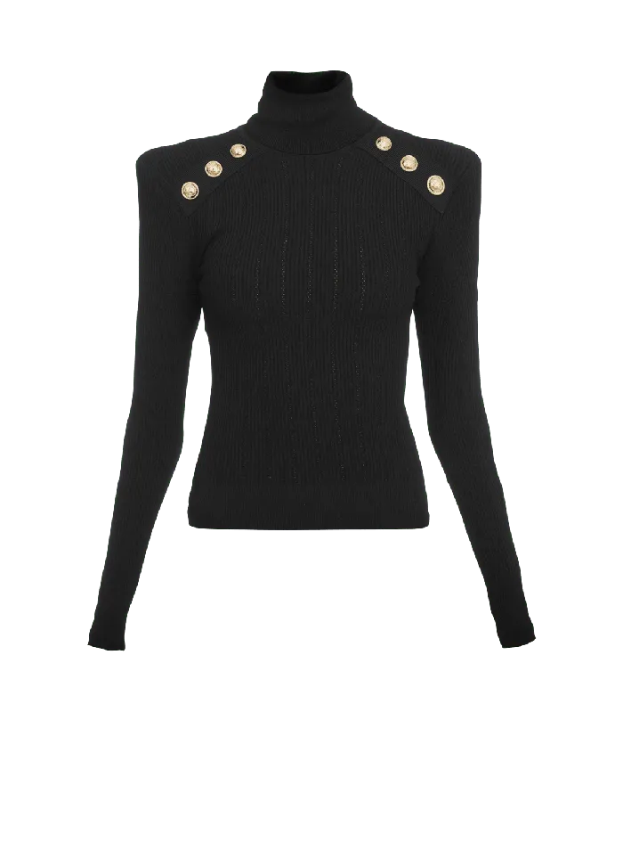 Balmain Knitwear Women Knit Jumper With Gold Buttons Black