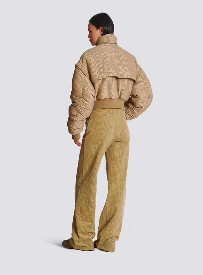 Balmain Outerwear Women PB Labyrinth Cropped Jacquard Bomber Beige
