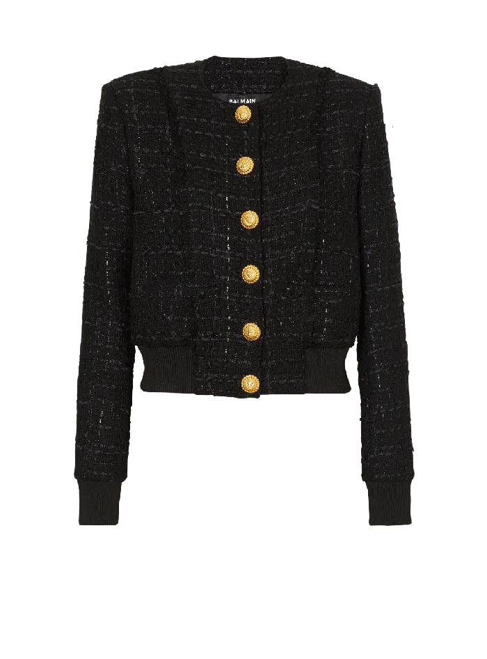 Balmain Outerwear Women Tweed Jacket Black