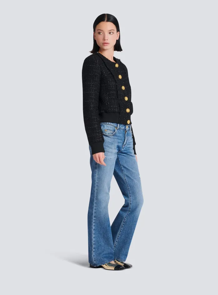 Balmain Outerwear Women Tweed Jacket Black