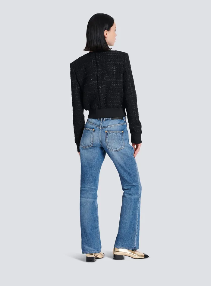 Balmain Outerwear Women Tweed Jacket Black