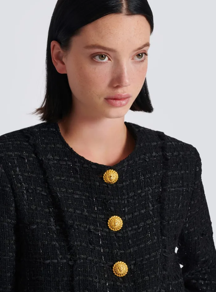 Balmain Outerwear Women Tweed Jacket Black