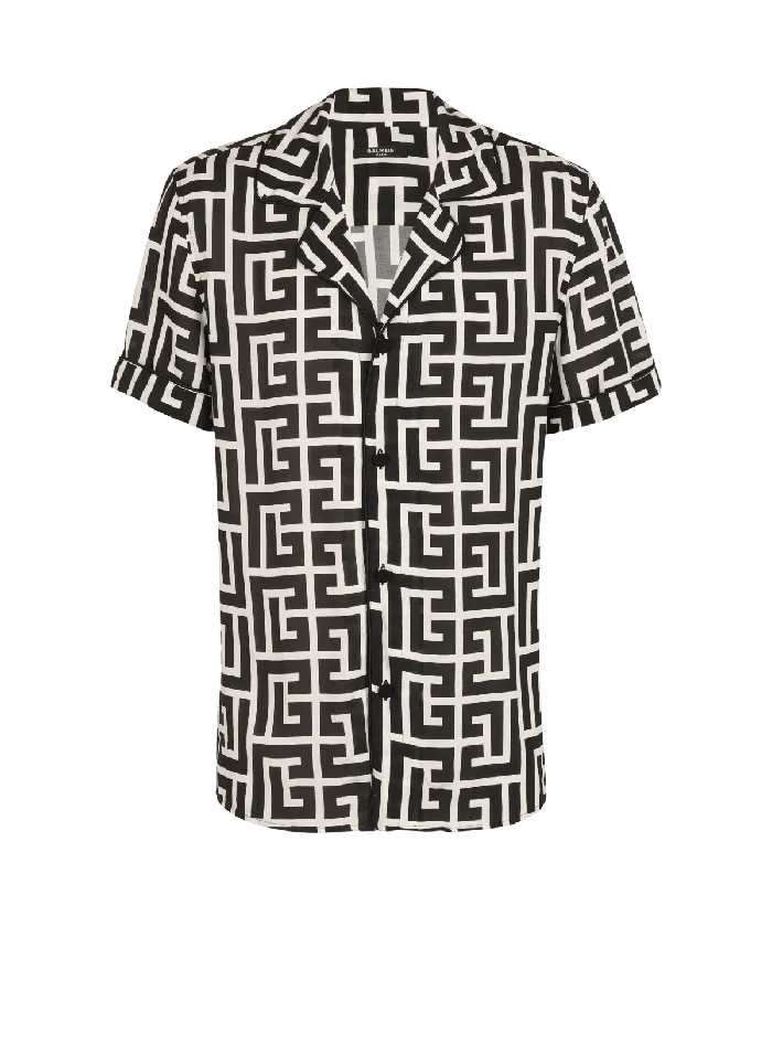 Balmain Shirts And Polos Men Monogramprinted Shirt Black
