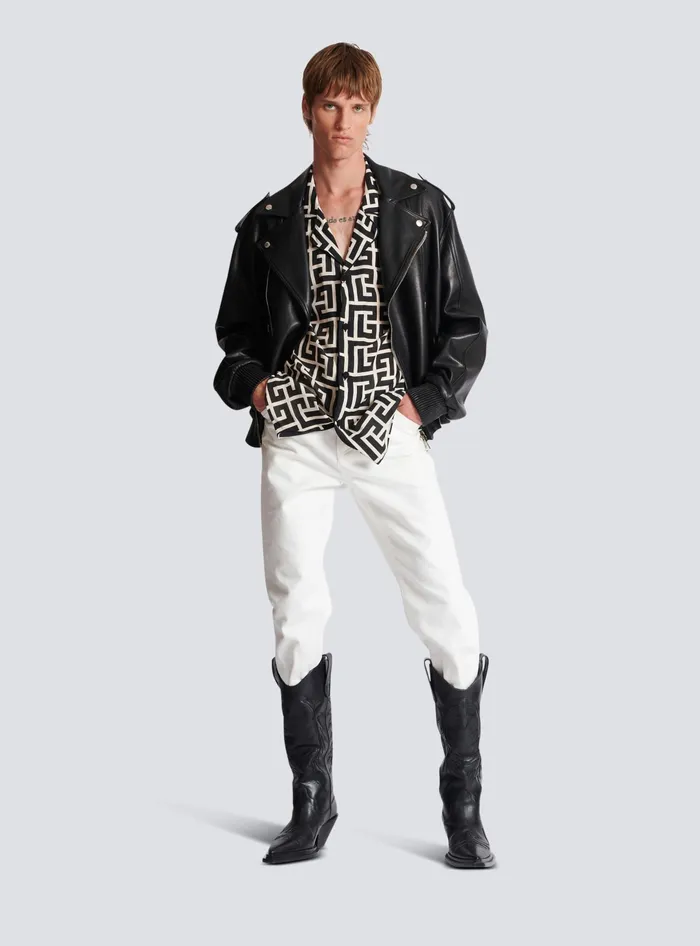 Balmain Shirts And Polos Men Monogramprinted Shirt Black