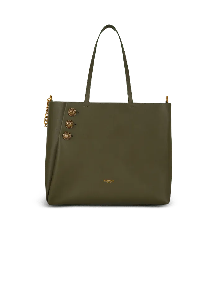 Balmain Shoulder Bags Women Emblegraveme Leather Tote Bag Khaki