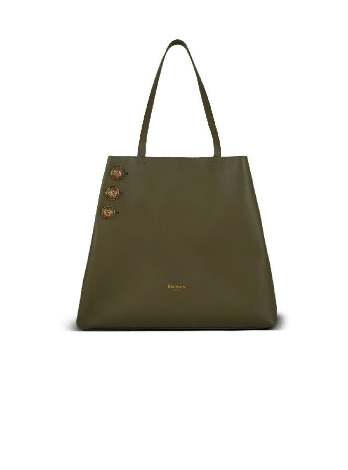 Balmain Shoulder Bags Women Emblegraveme Leather Tote Bag Khaki