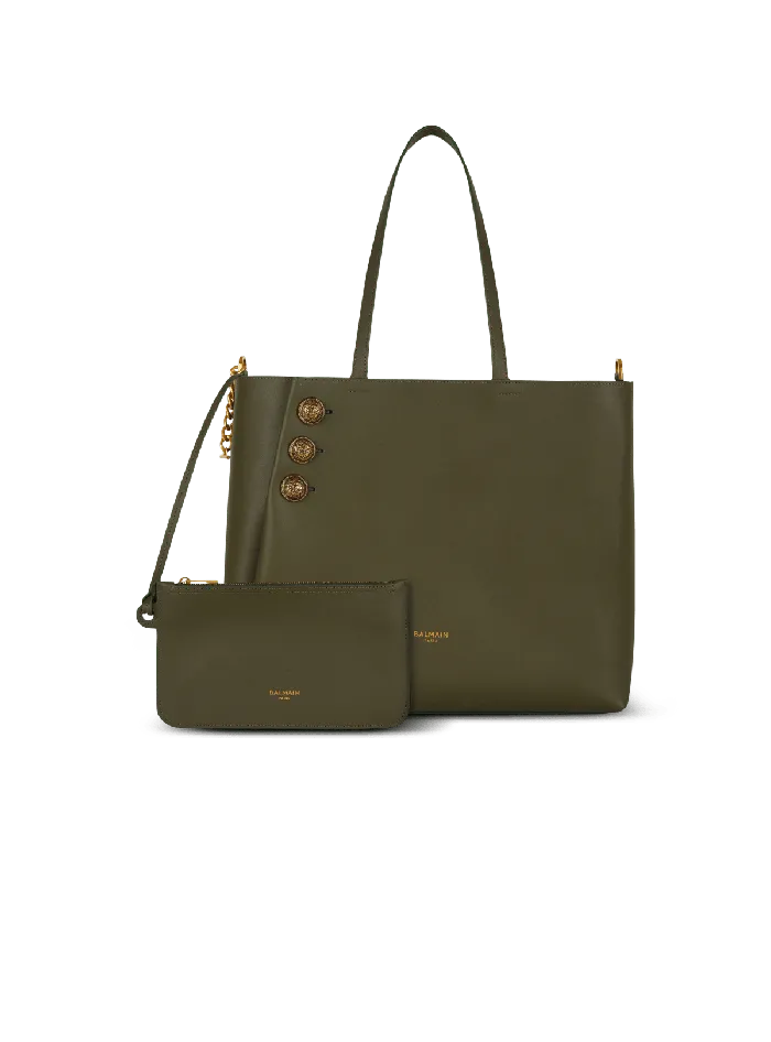 Balmain Shoulder Bags Women Emblegraveme Leather Tote Bag Khaki
