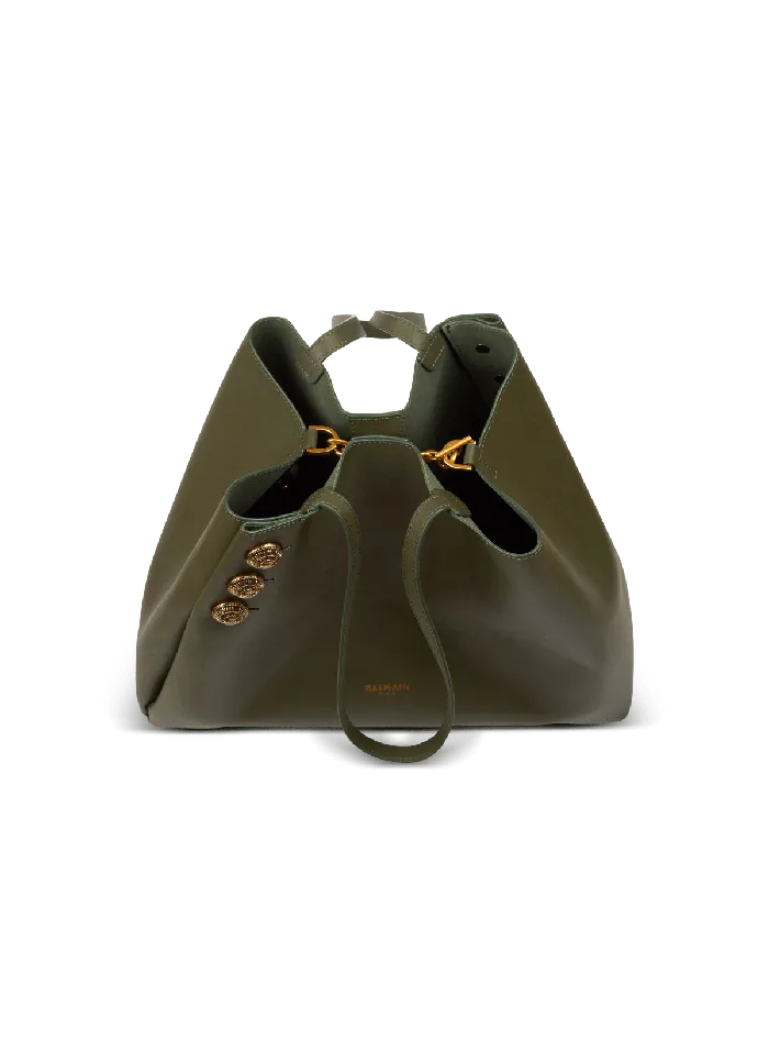 Balmain Shoulder Bags Women Emblegraveme Leather Tote Bag Khaki