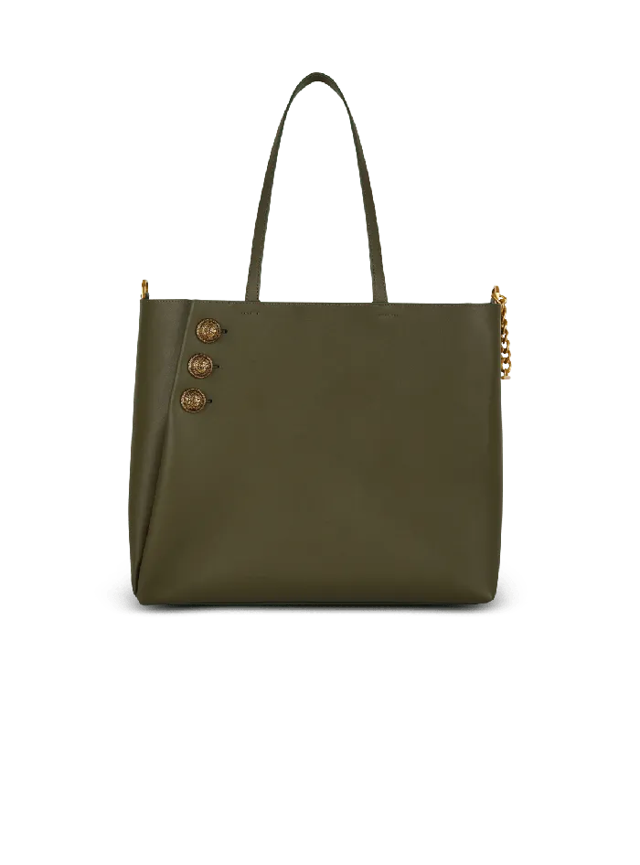 Balmain Shoulder Bags Women Emblegraveme Leather Tote Bag Khaki