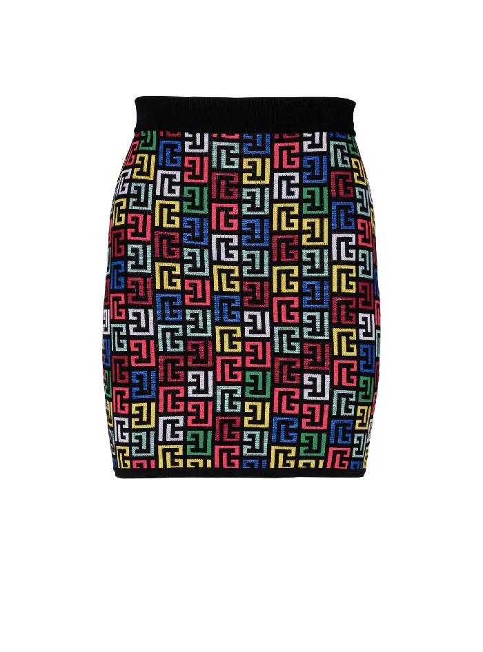 Balmain Skirts Women Pop Monogram Knit Skirt Multicolor